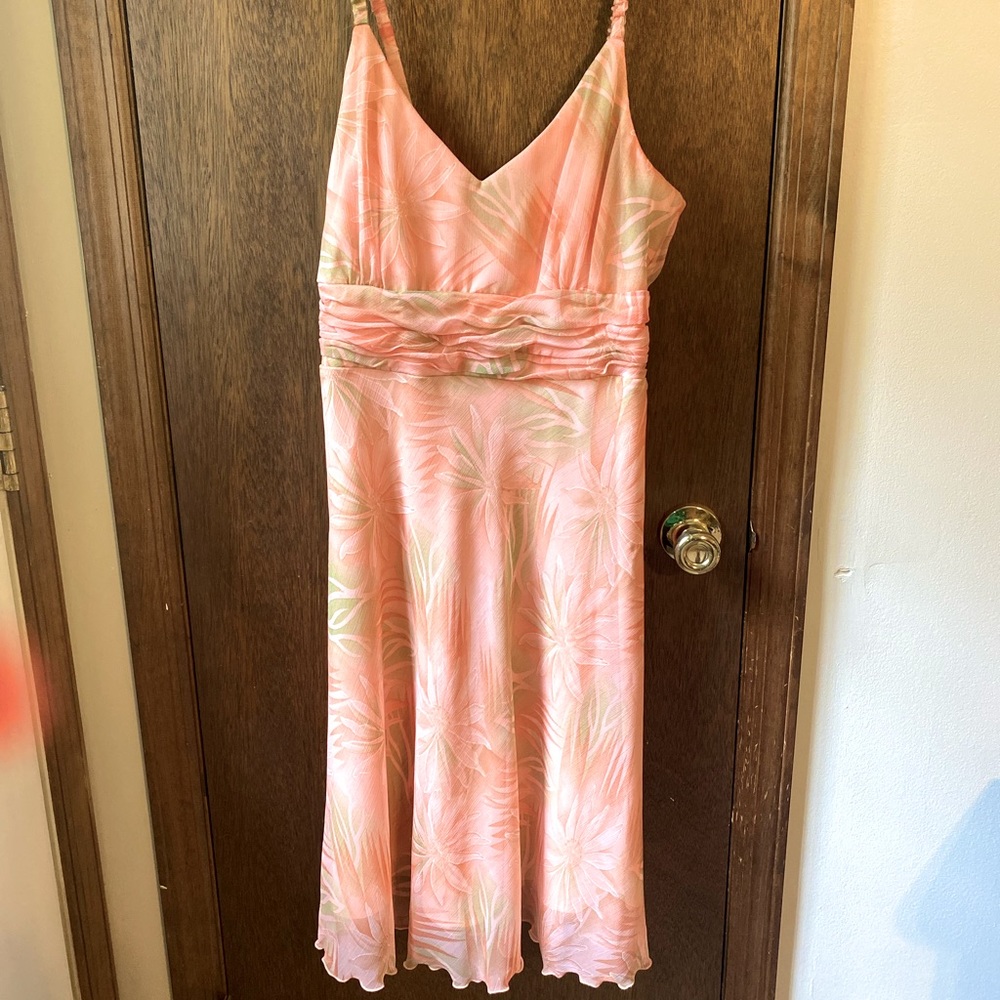 Studio 1940 Cotton Seersucker Sun DRESS Straps Lined Pink With Flowers